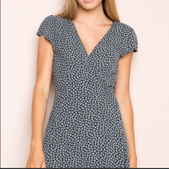 Brandy Melville Navy Floral Wrap Dress - Picture 1 of 5